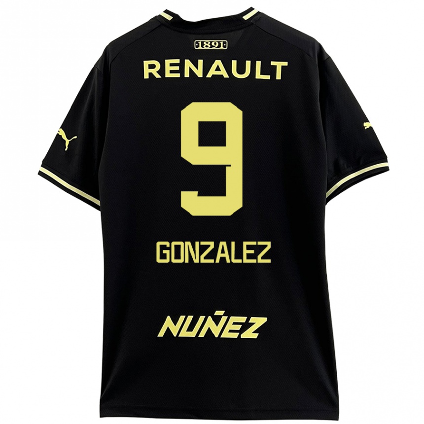 Kids Football Franco González #9 Black Yellow Away Jersey 2024/25 T-Shirt