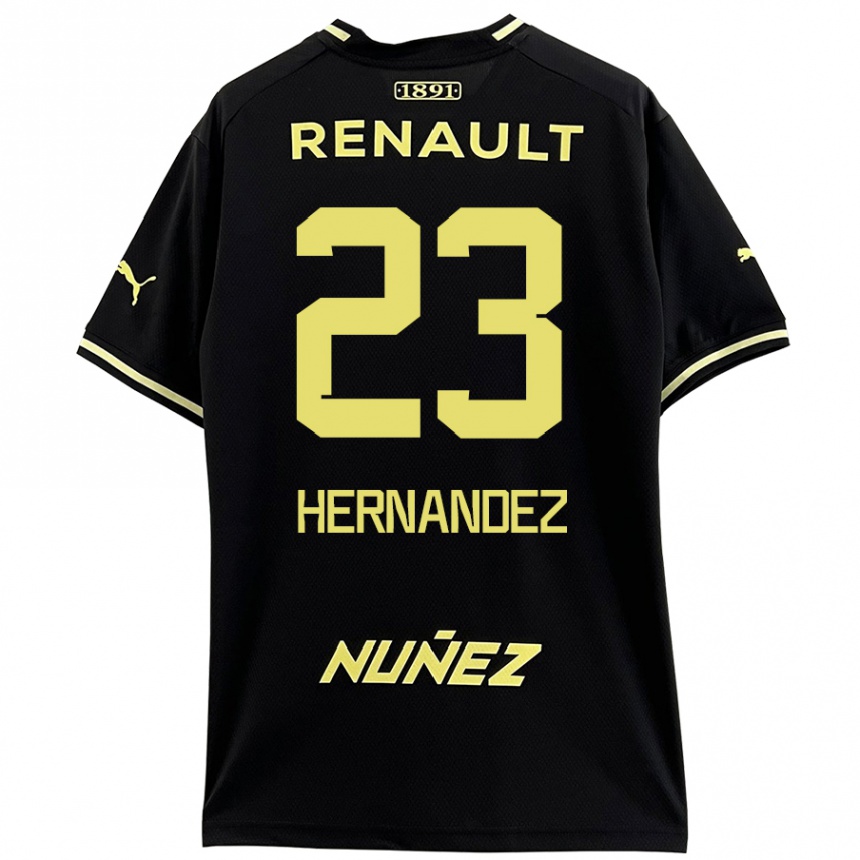 Kids Football Abel Hernández #23 Black Yellow Away Jersey 2024/25 T-Shirt