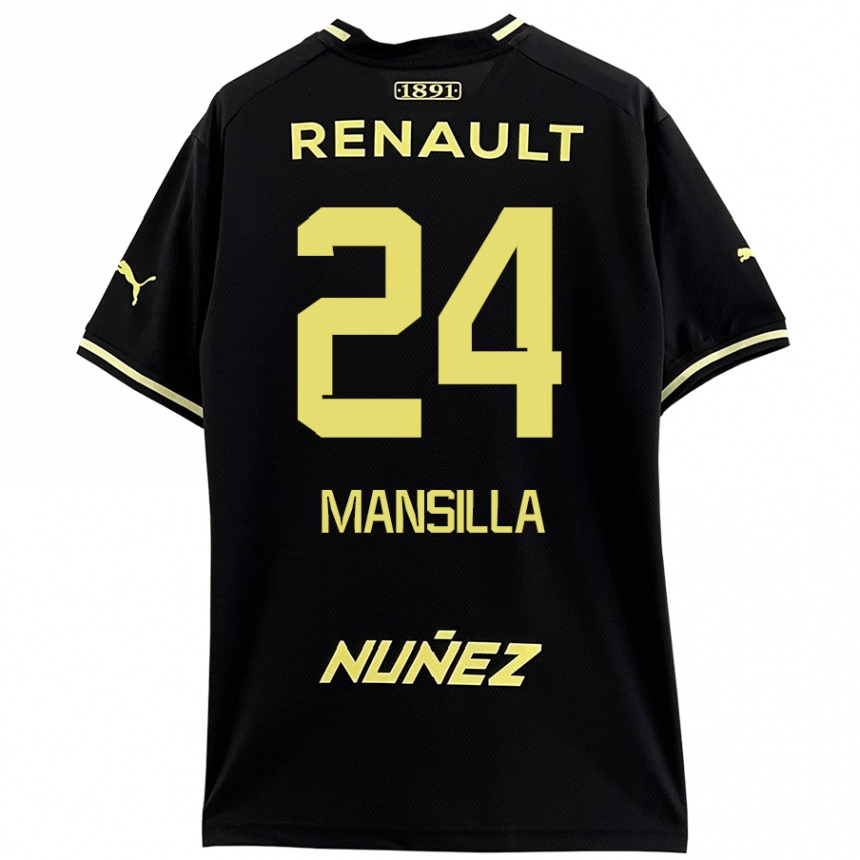 Kids Football Brian Mansilla #24 Black Yellow Away Jersey 2024/25 T-Shirt