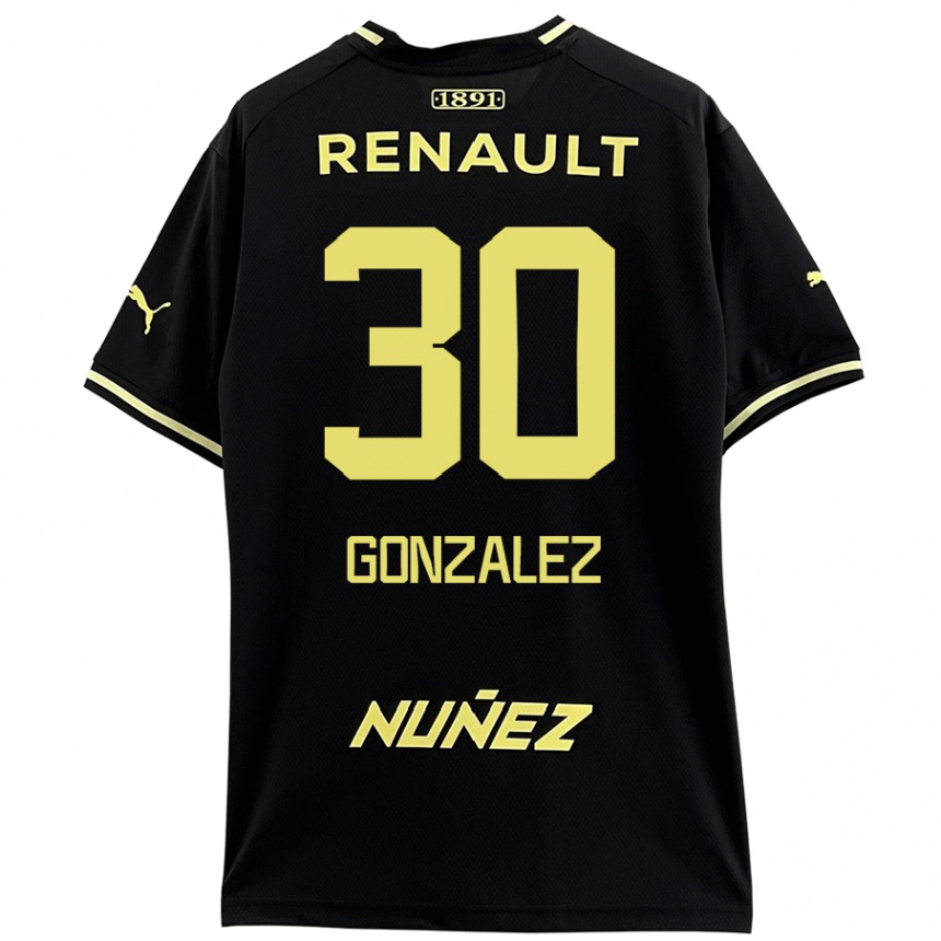 Kids Football Ángel González #30 Black Yellow Away Jersey 2024/25 T-Shirt