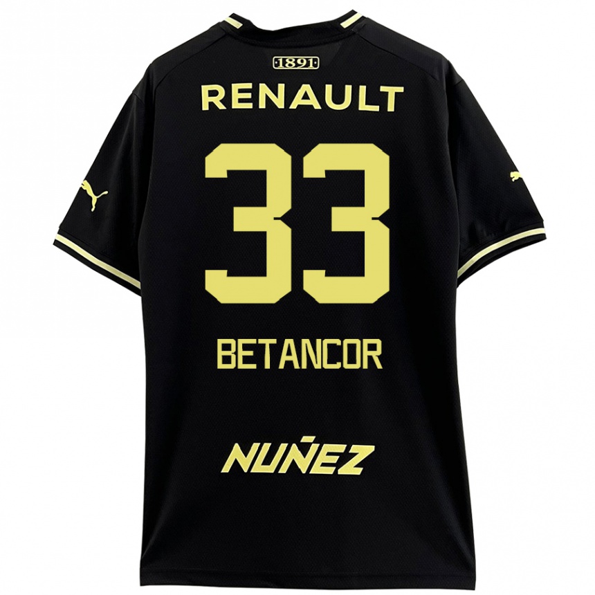 Kids Football Bruno Betancor #33 Black Yellow Away Jersey 2024/25 T-Shirt