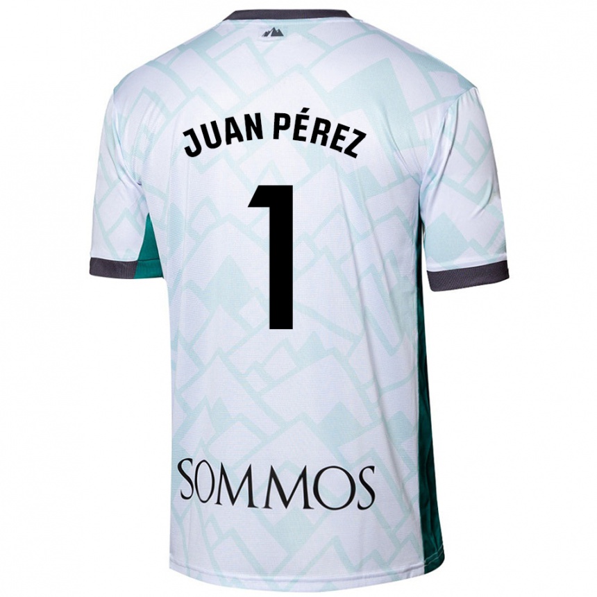 Kids Football Juan Pérez #1 White Green Away Jersey 2024/25 T-Shirt