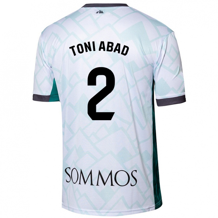 Kids Football Toni Abad #2 White Green Away Jersey 2024/25 T-Shirt