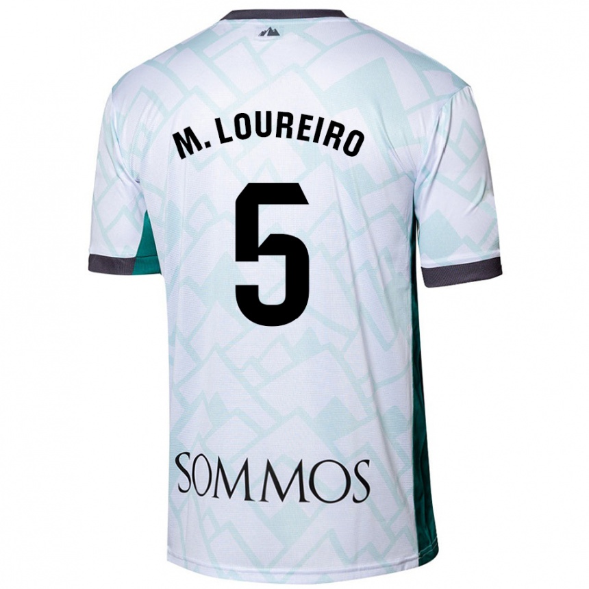 Kids Football Miguel Loureiro #5 White Green Away Jersey 2024/25 T-Shirt