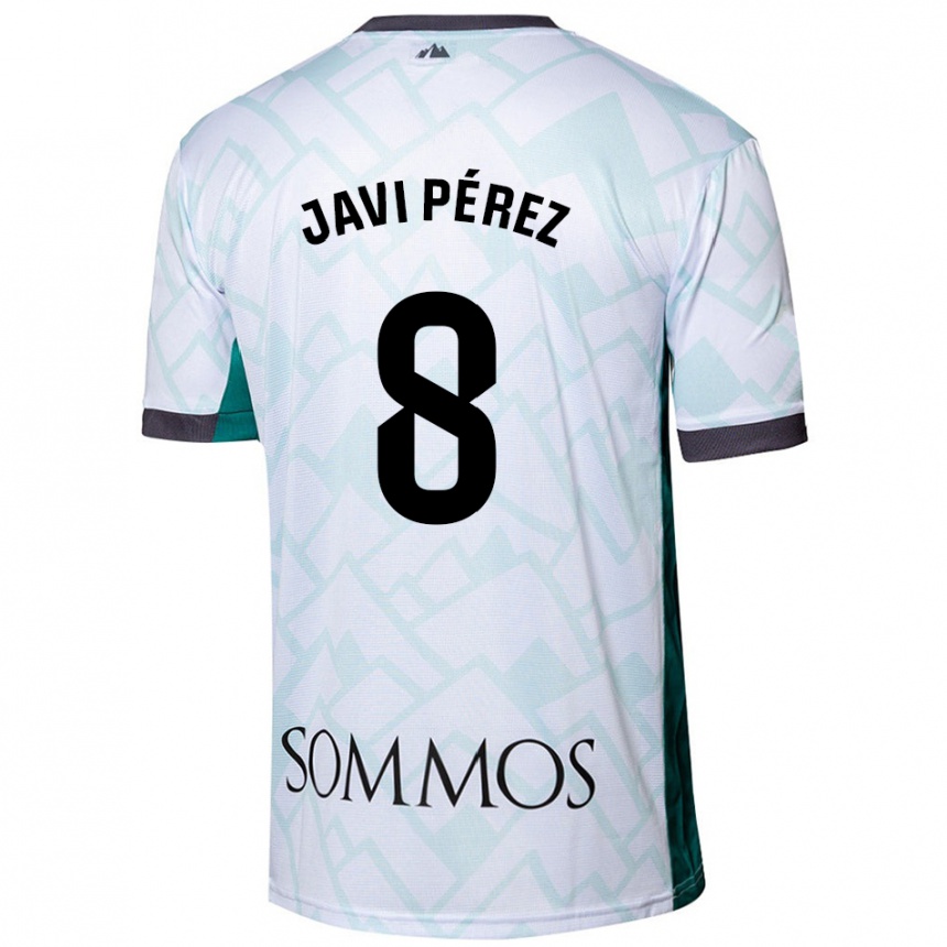 Kids Football Javi Pérez #8 White Green Away Jersey 2024/25 T-Shirt