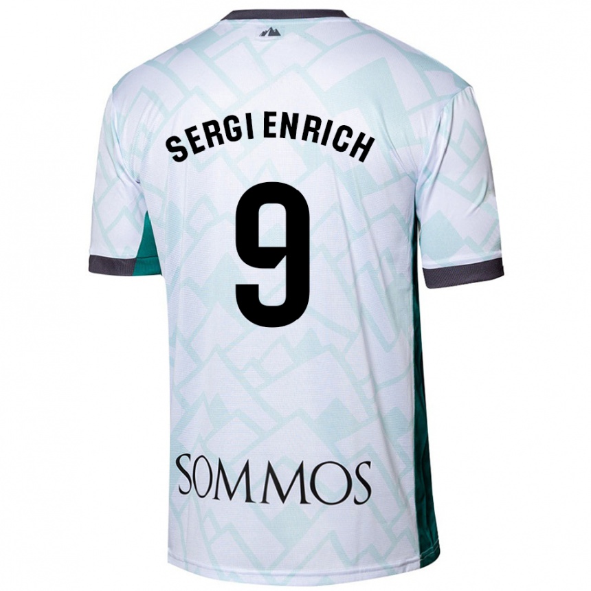 Kids Football Sergi Enrich #9 White Green Away Jersey 2024/25 T-Shirt