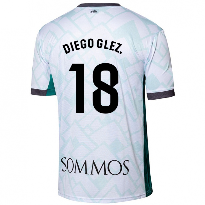 Kids Football Diego González #18 White Green Away Jersey 2024/25 T-Shirt