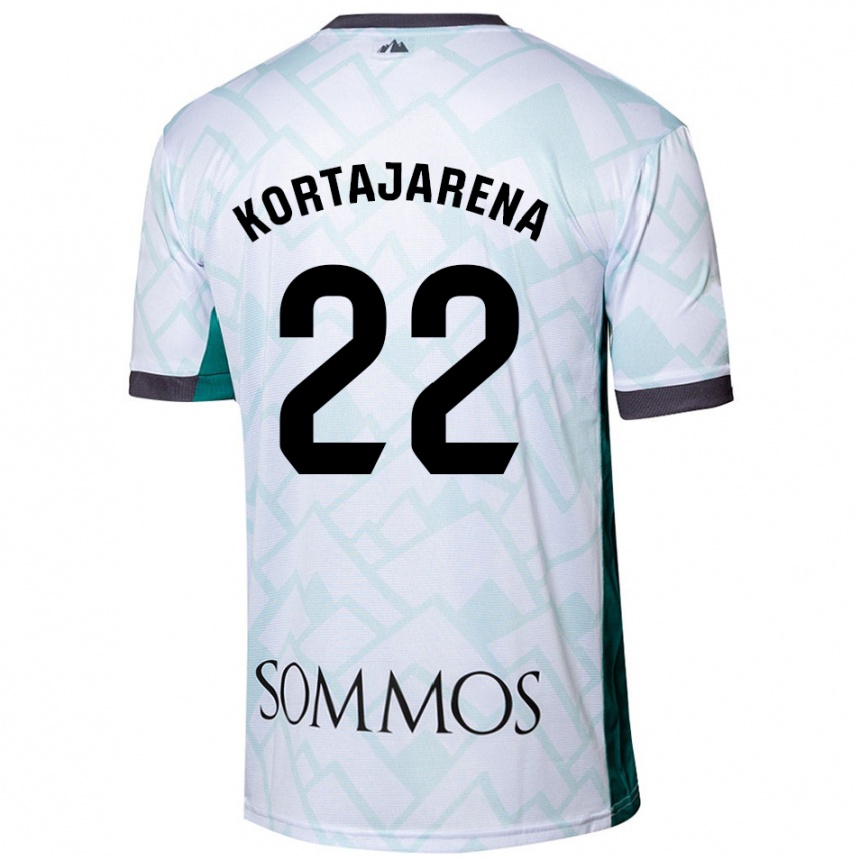 Kids Football Iker Kortajarena #22 White Green Away Jersey 2024/25 T-Shirt