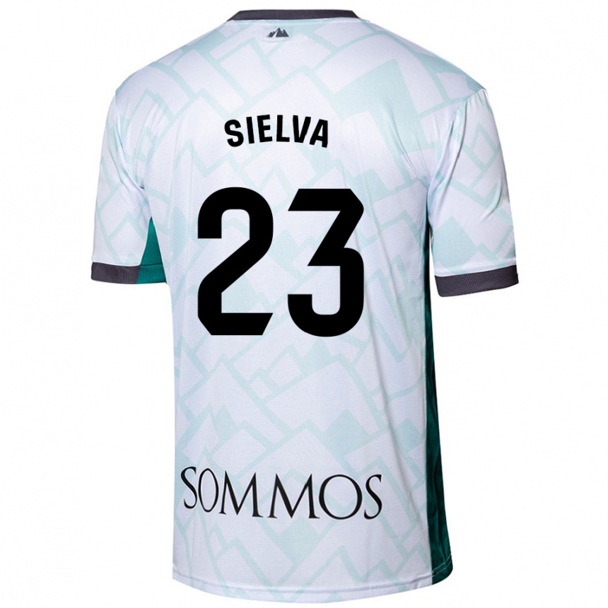 Kids Football Óscar Sielva #23 White Green Away Jersey 2024/25 T-Shirt