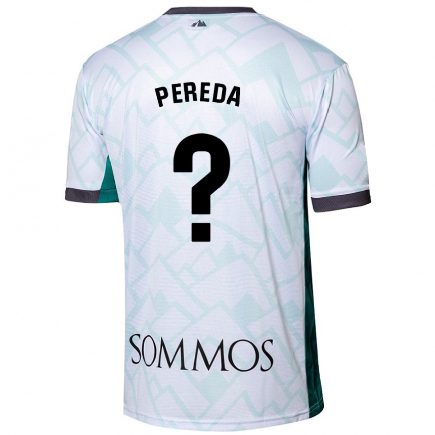 Kids Football Adrián Pereda #0 White Green Away Jersey 2024/25 T-Shirt