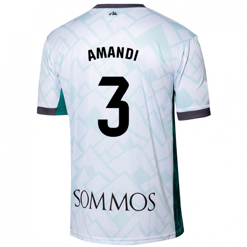 Kids Football Iván Amandi #3 White Green Away Jersey 2024/25 T-Shirt