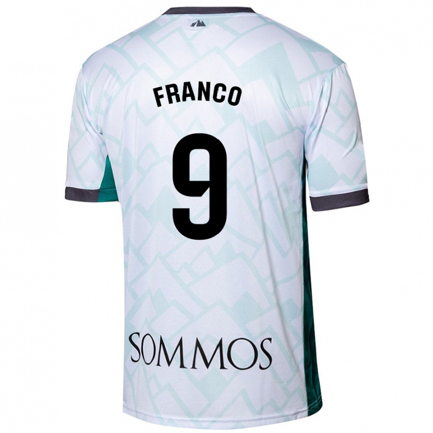 Kids Football Santi Franco #9 White Green Away Jersey 2024/25 T-Shirt