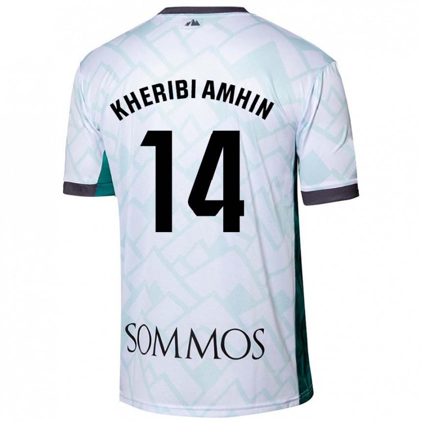 Kids Football Nabil Kheribi Amhin #14 White Green Away Jersey 2024/25 T-Shirt