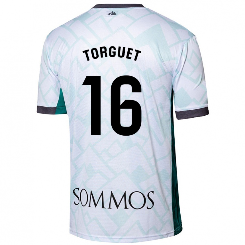 Kids Football Miguel Torguet #16 White Green Away Jersey 2024/25 T-Shirt