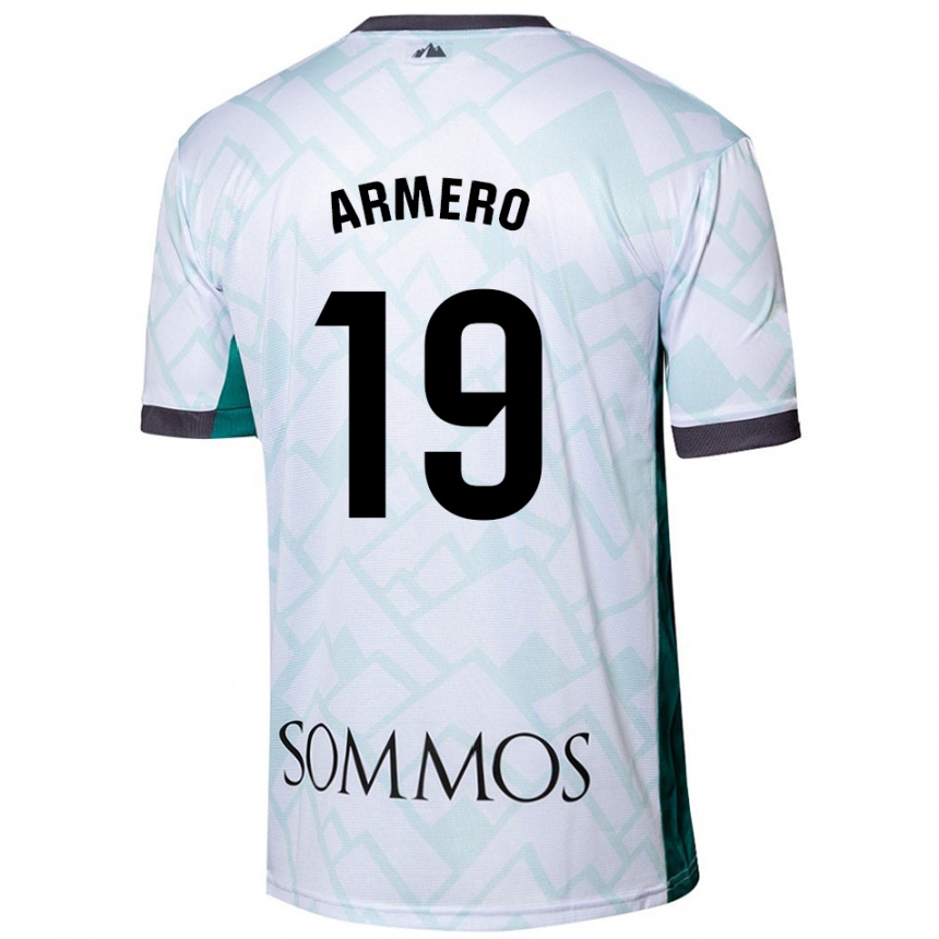 Kids Football Sergi Armero #19 White Green Away Jersey 2024/25 T-Shirt