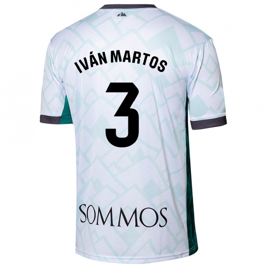 Kids Football Iván Martos #3 White Green Away Jersey 2024/25 T-Shirt