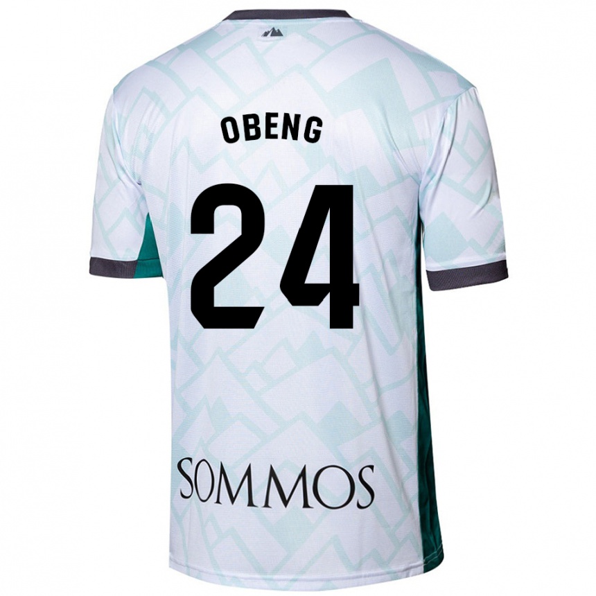 Kids Football Samuel Obeng #24 White Green Away Jersey 2024/25 T-Shirt