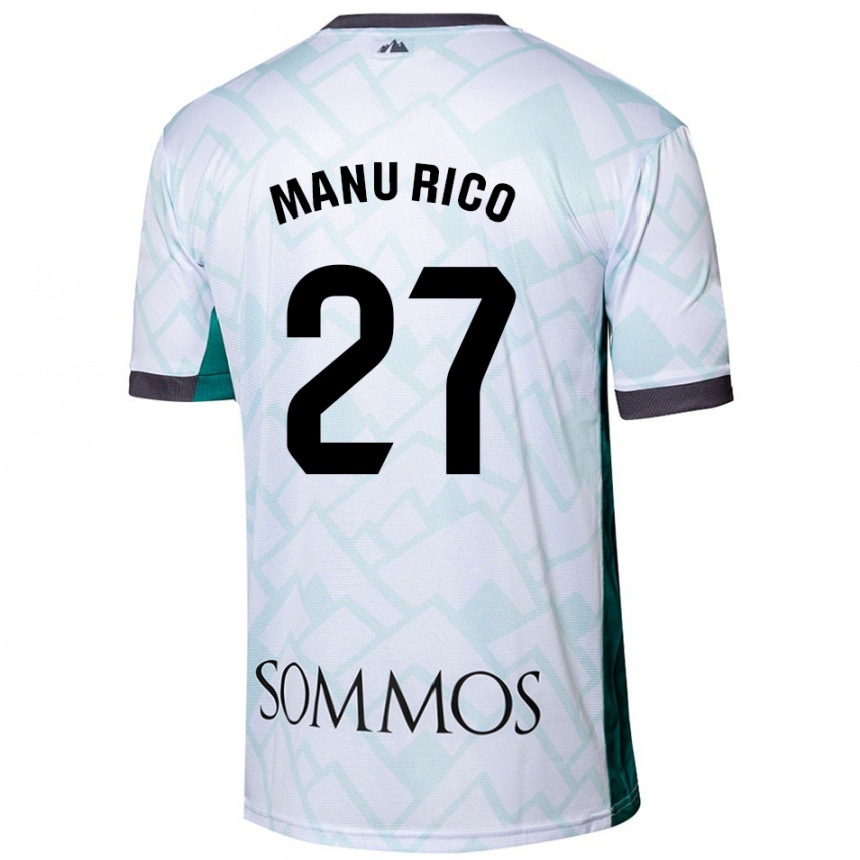 Kids Football Manu Rico #27 White Green Away Jersey 2024/25 T-Shirt