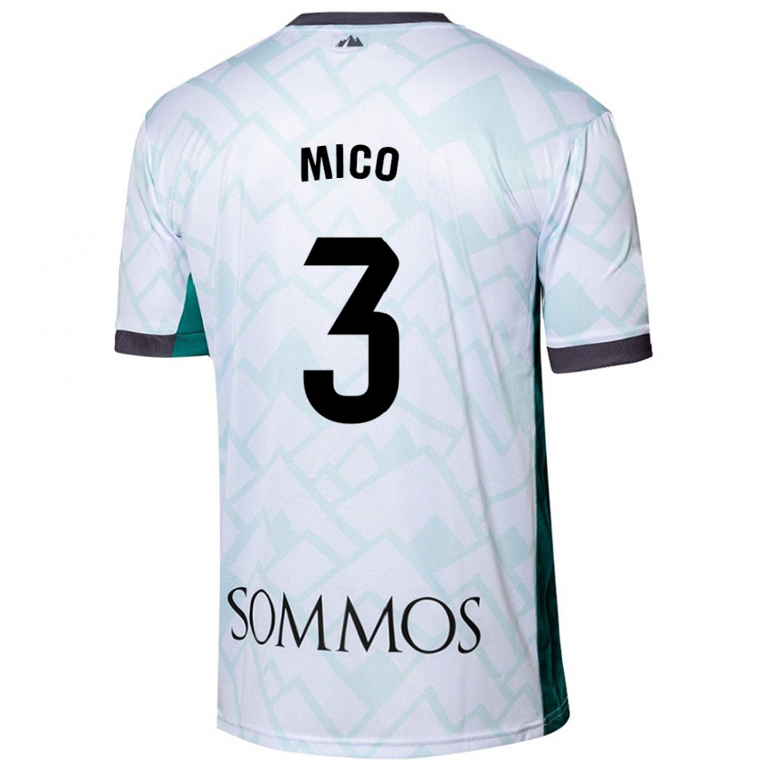 Kids Football Sara Micó #3 White Green Away Jersey 2024/25 T-Shirt