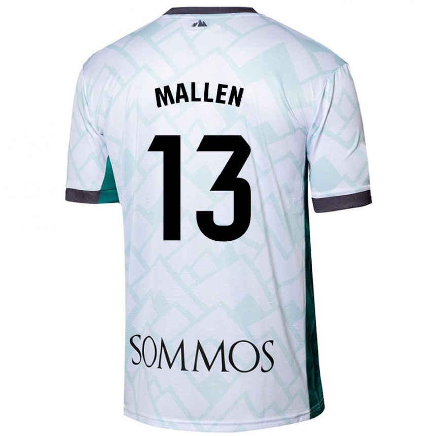 Kids Football Lucía Mallén #13 White Green Away Jersey 2024/25 T-Shirt