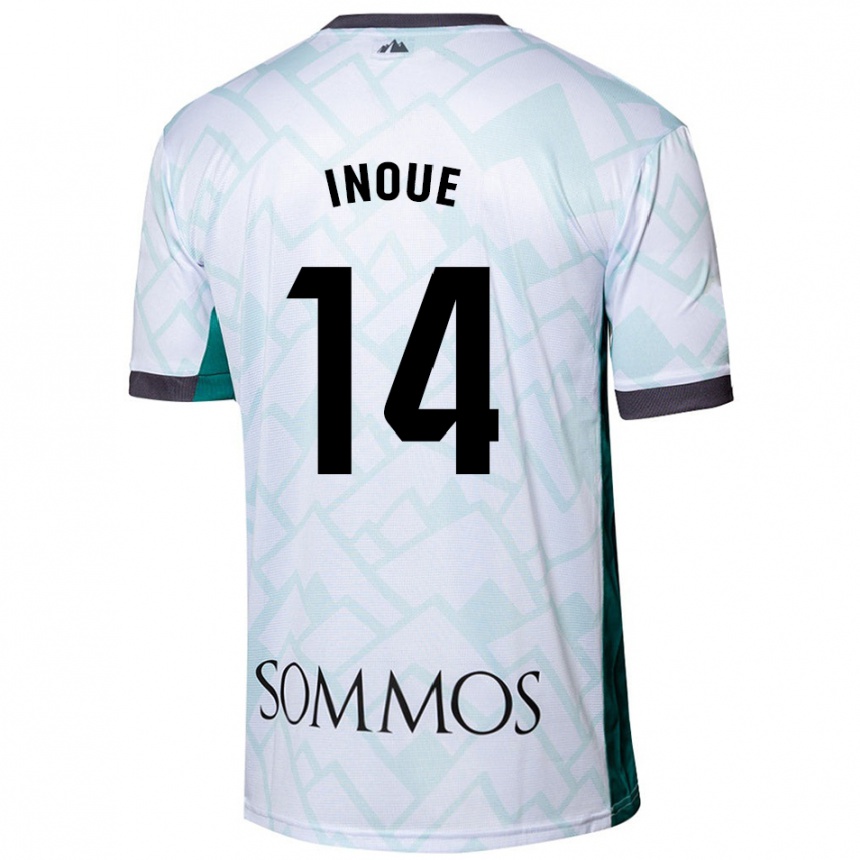 Kids Football Moe Inoue #14 White Green Away Jersey 2024/25 T-Shirt