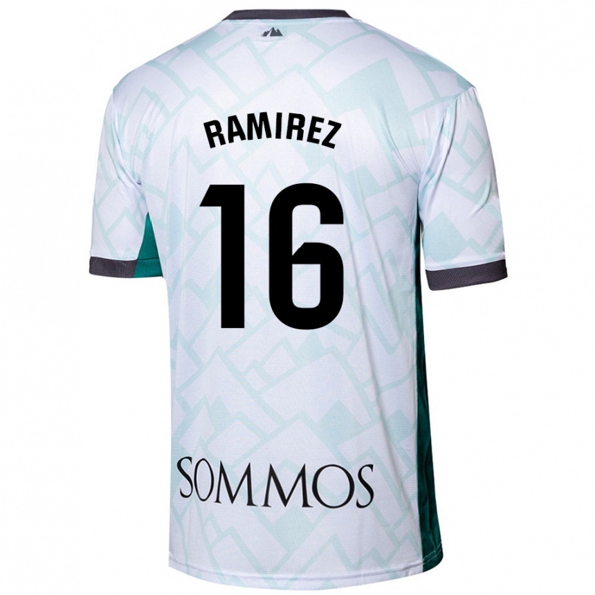 Kids Football Vanesa Ramírez #16 White Green Away Jersey 2024/25 T-Shirt