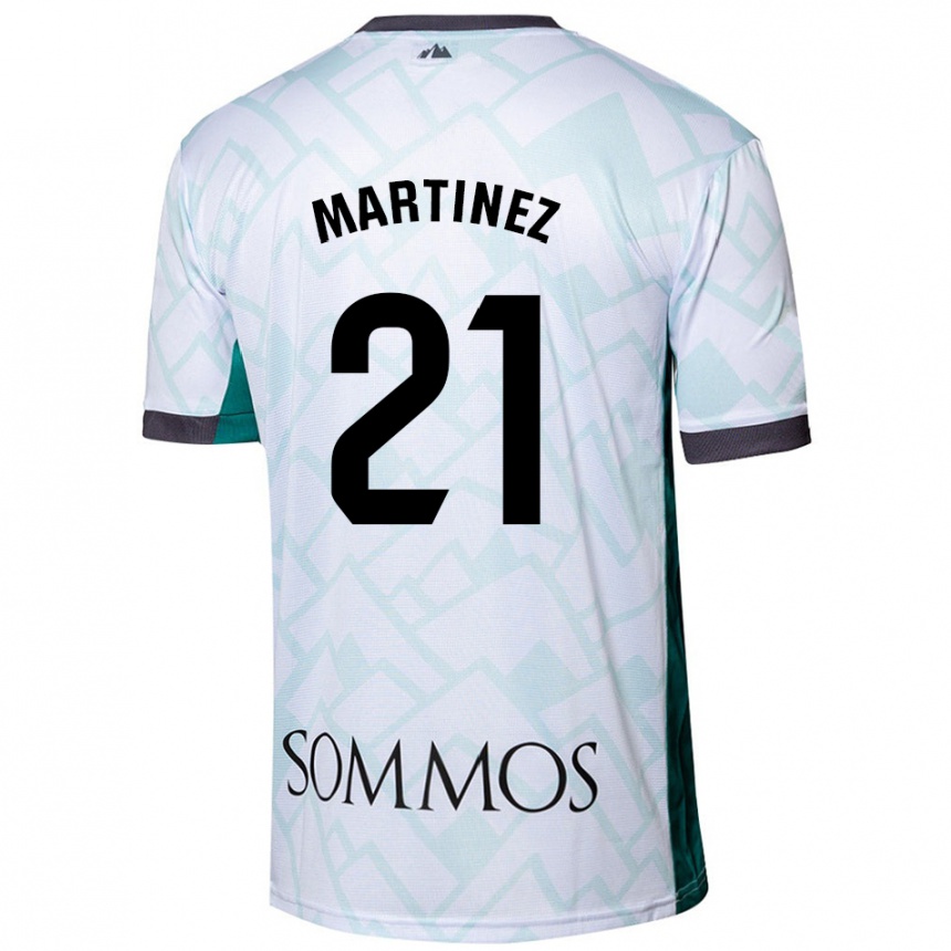 Kids Football Alejandra Martínez #21 White Green Away Jersey 2024/25 T-Shirt