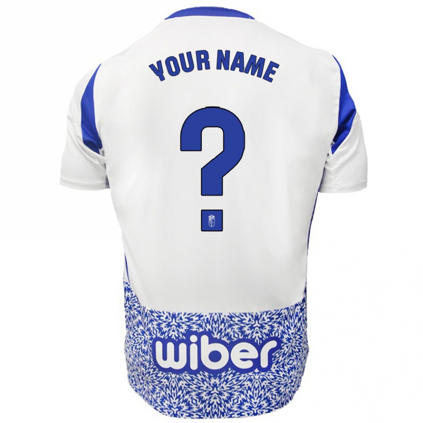 Kids Football Your Name #0 White Blue Away Jersey 2024/25 T-Shirt