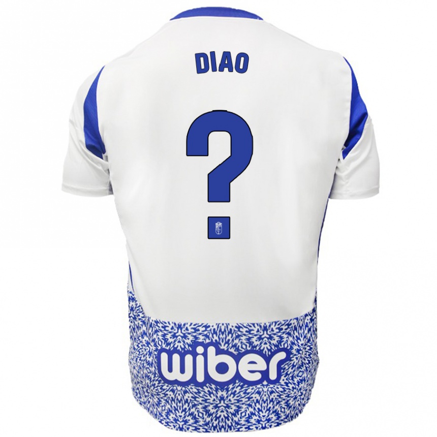 Kids Football Siren Diao #0 White Blue Away Jersey 2024/25 T-Shirt