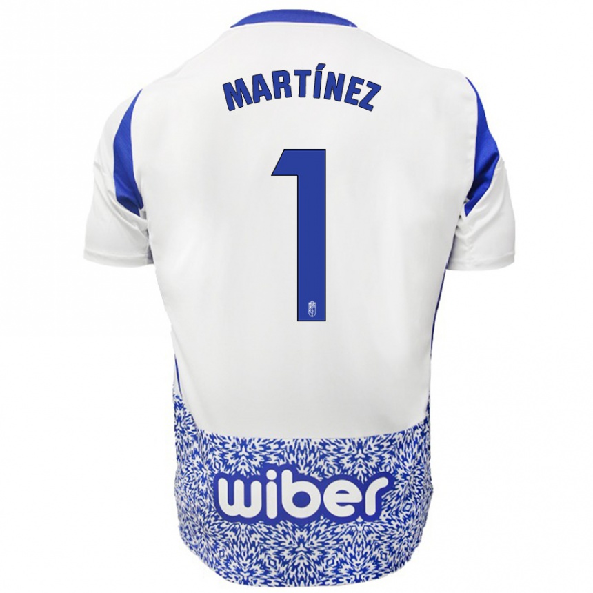 Kids Football Marc Martínez #1 White Blue Away Jersey 2024/25 T-Shirt