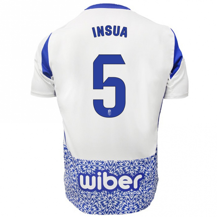 Kids Football Pablo Insua #5 White Blue Away Jersey 2024/25 T-Shirt