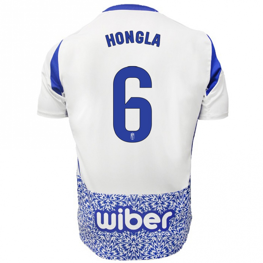 Kids Football Martin Hongla #6 White Blue Away Jersey 2024/25 T-Shirt