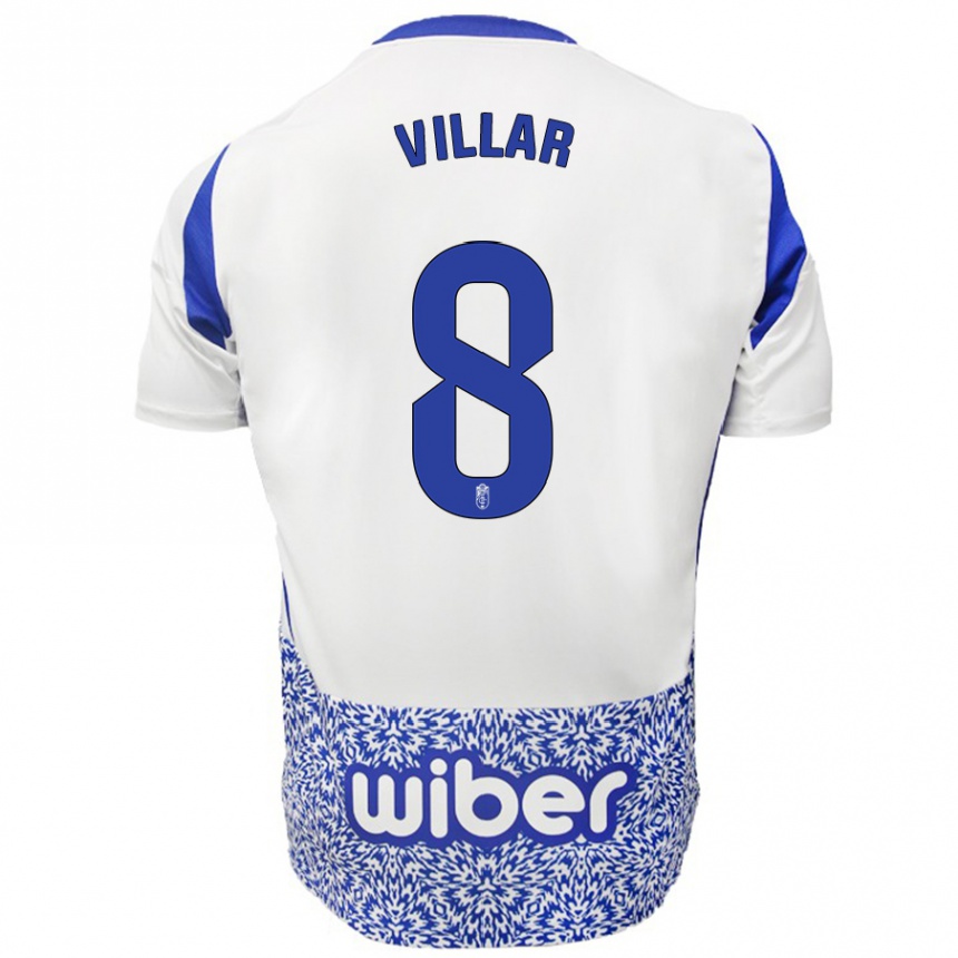 Kids Football Gonzalo Villar #8 White Blue Away Jersey 2024/25 T-Shirt