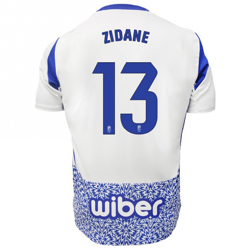 Kids Football Luca Zidane #13 White Blue Away Jersey 2024/25 T-Shirt