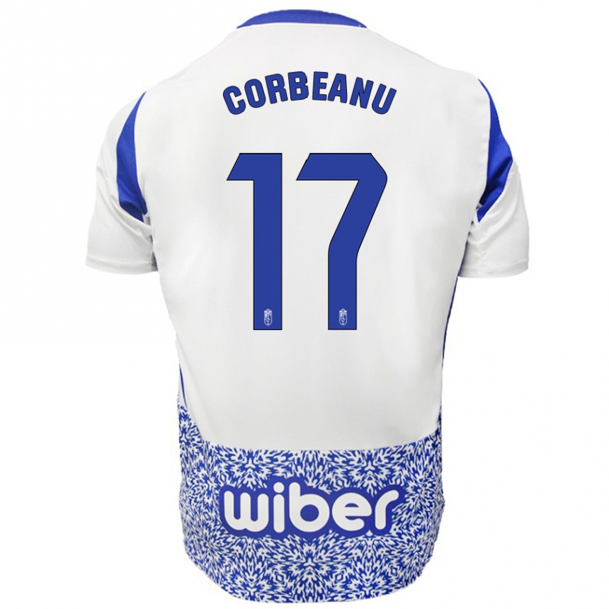 Kids Football Theo Corbeanu #17 White Blue Away Jersey 2024/25 T-Shirt