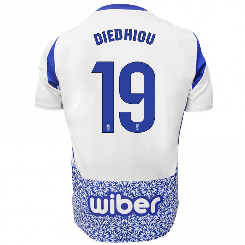 Kids Football Famara Diédhiou #19 White Blue Away Jersey 2024/25 T-Shirt