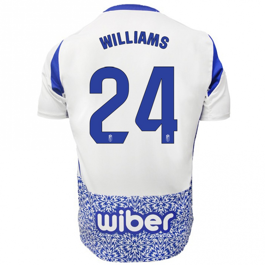 Kids Football Loïc Williams #24 White Blue Away Jersey 2024/25 T-Shirt