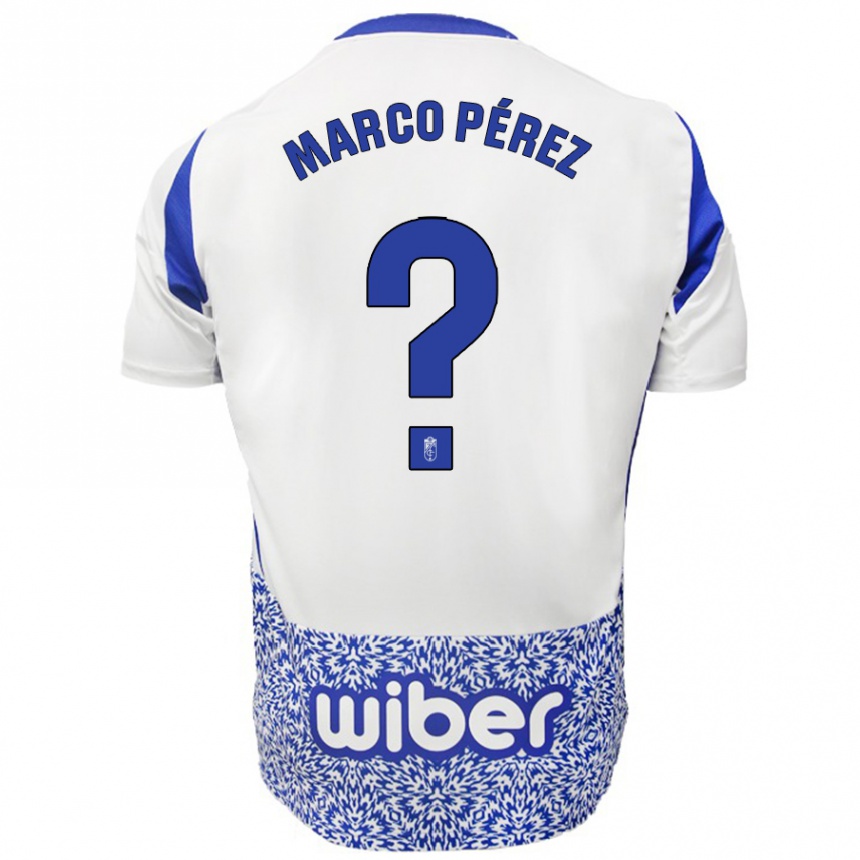 Kids Football Marco Pérez #0 White Blue Away Jersey 2024/25 T-Shirt