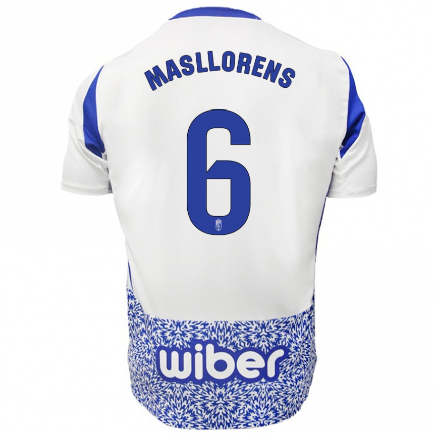 Kids Football José Masllorens #6 White Blue Away Jersey 2024/25 T-Shirt