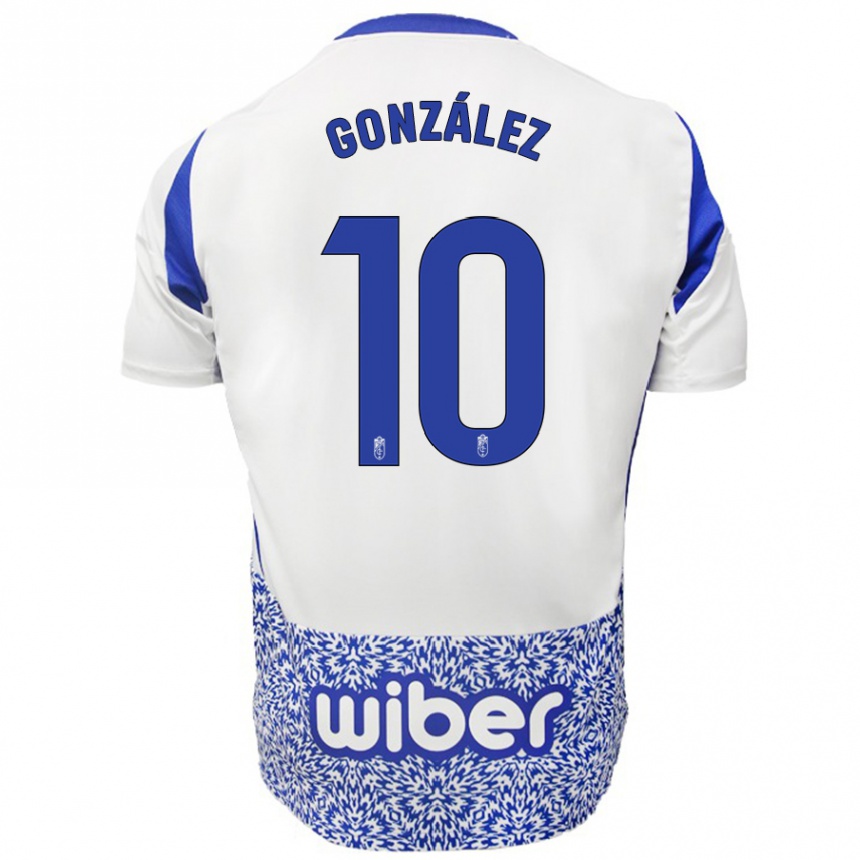 Kids Football Mario González #10 White Blue Away Jersey 2024/25 T-Shirt