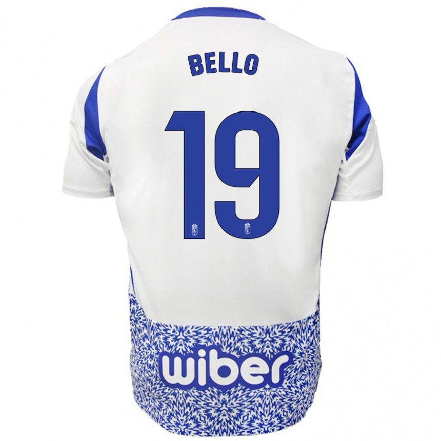 Kids Football Eghosa Augustine Bello #19 White Blue Away Jersey 2024/25 T-Shirt