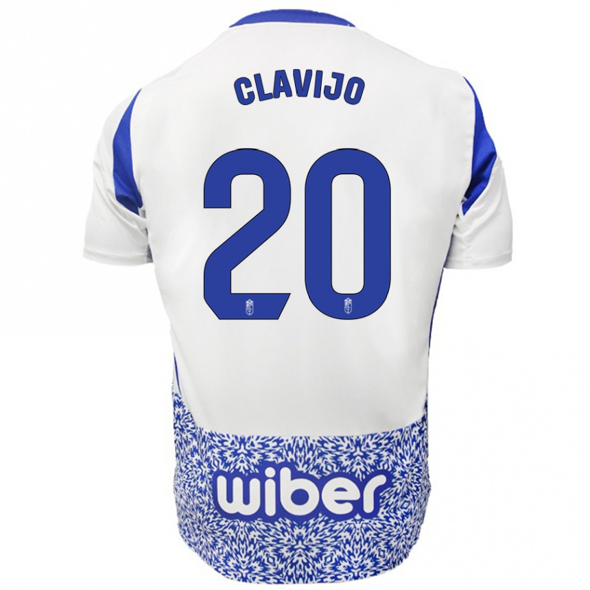 Kids Football Dani Clavijo #20 White Blue Away Jersey 2024/25 T-Shirt