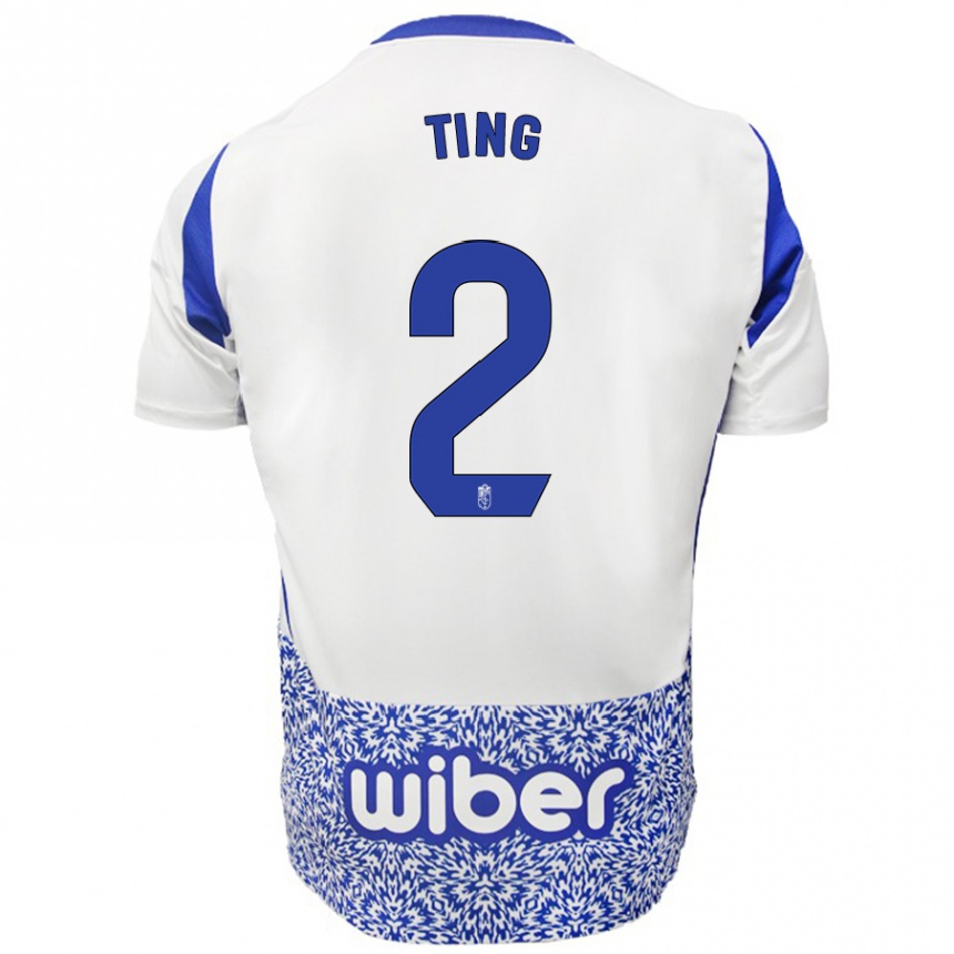 Kids Football Xie Ting #2 White Blue Away Jersey 2024/25 T-Shirt