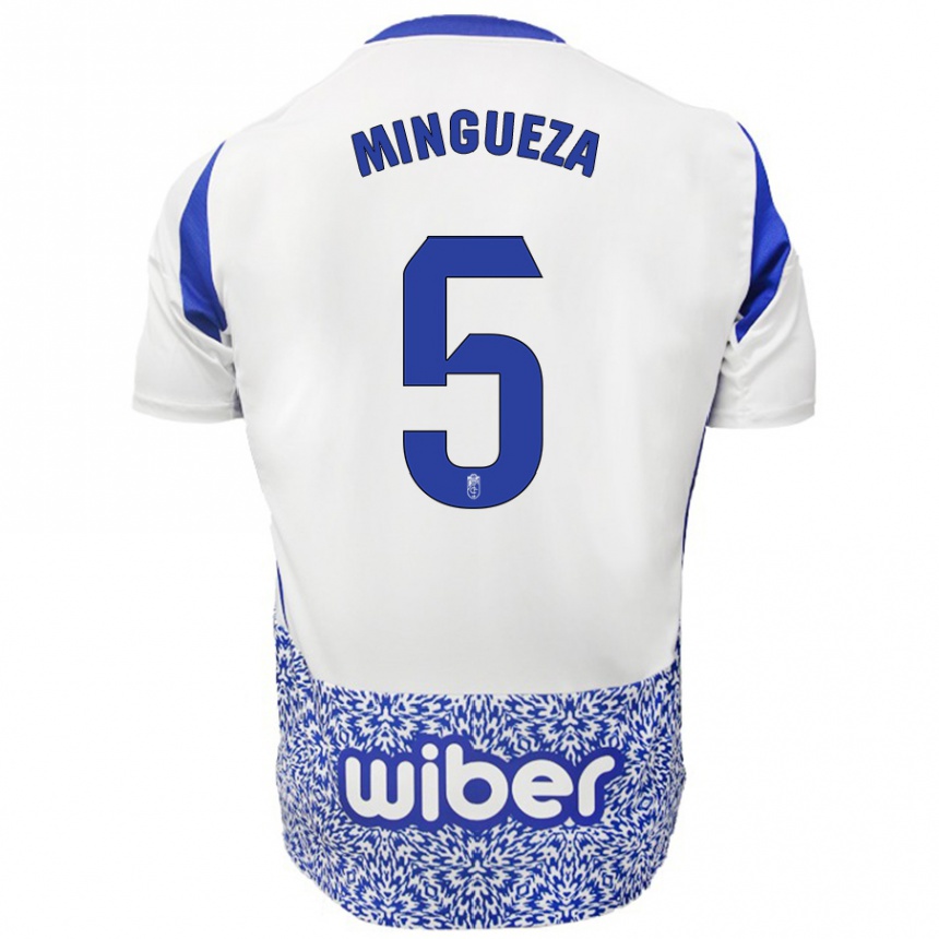 Kids Football Ariadna Mingueza #5 White Blue Away Jersey 2024/25 T-Shirt