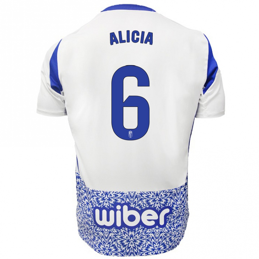 Kids Football Alicia #6 White Blue Away Jersey 2024/25 T-Shirt