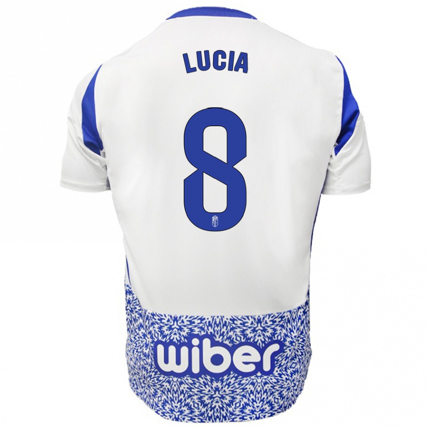 Kids Football Lucía Martínez #8 White Blue Away Jersey 2024/25 T-Shirt