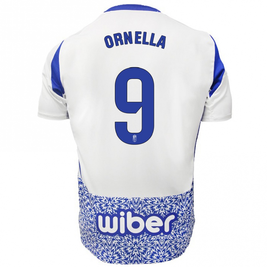 Kids Football Ornella María Vignola Cabot #9 White Blue Away Jersey 2024/25 T-Shirt