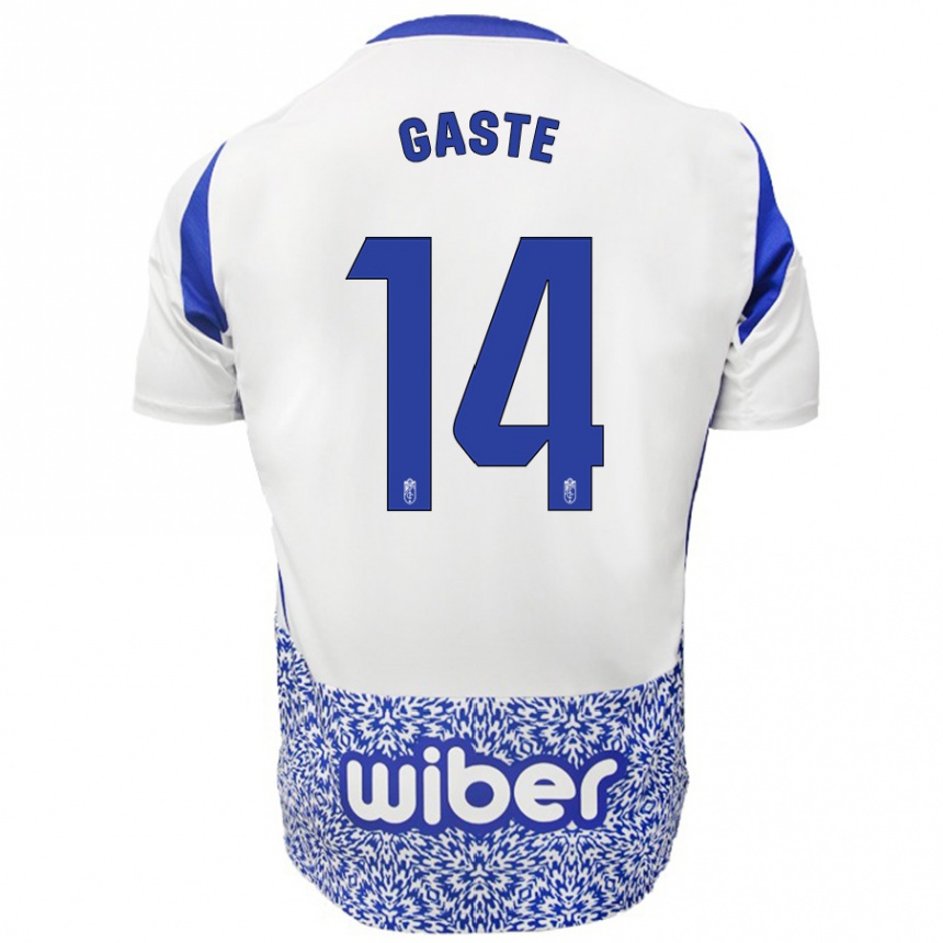 Kids Football Gaste #14 White Blue Away Jersey 2024/25 T-Shirt