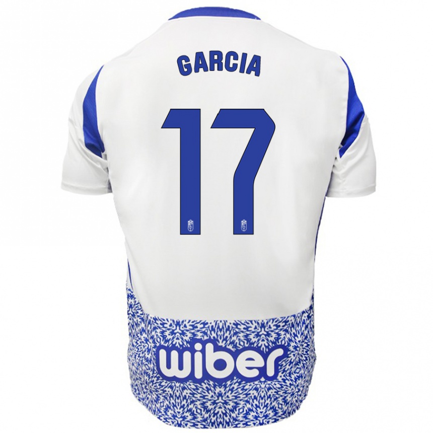 Kids Football Naima García #17 White Blue Away Jersey 2024/25 T-Shirt