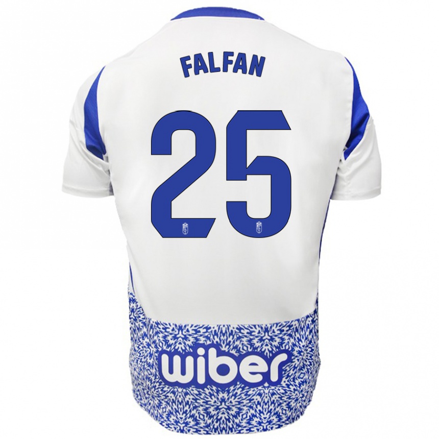 Kids Football Daiana Falfán #25 White Blue Away Jersey 2024/25 T-Shirt